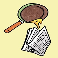 新聞紙に油を染み込ませているイラスト